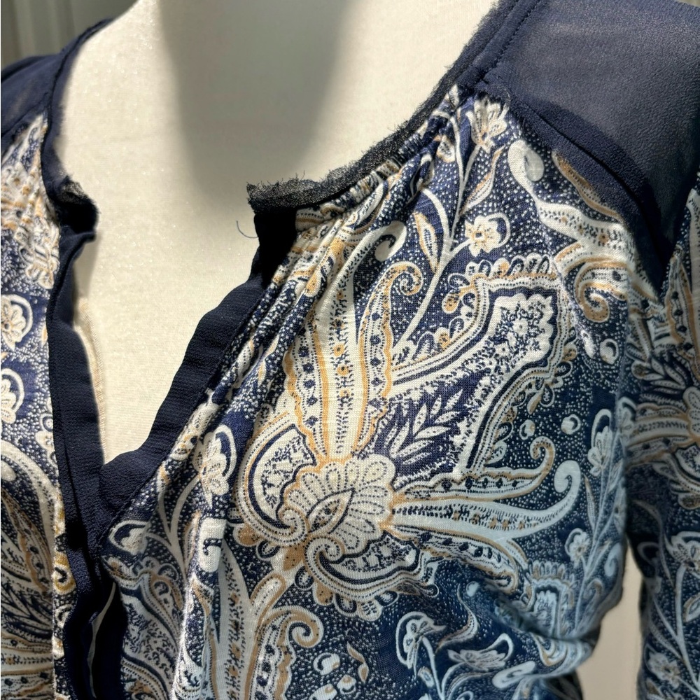 Lucky Brand Button Down Sheer Blouse - Sz M - Picture 2 of 7